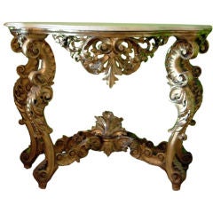 Exception 19th Century Carved Wood Console With Water Gilt Finis