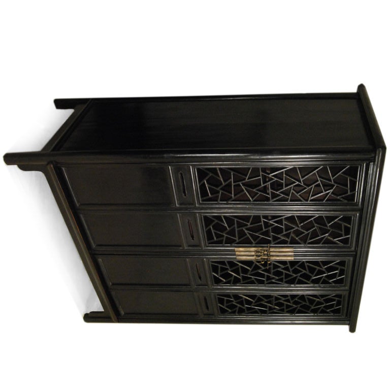 Chinese Cabinet with Lattice Doors