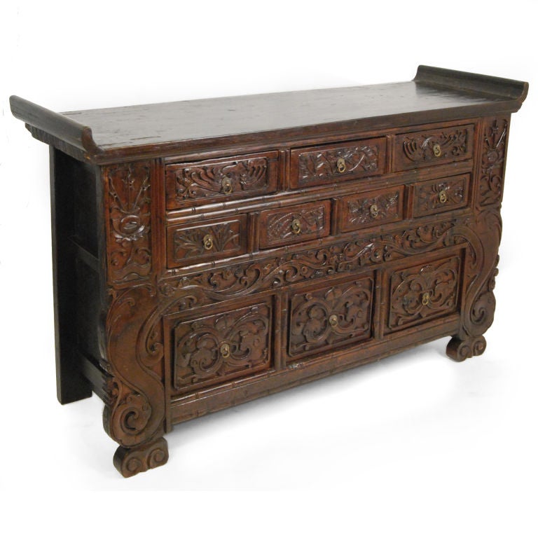 Heavily Carved Chinese Sideboard