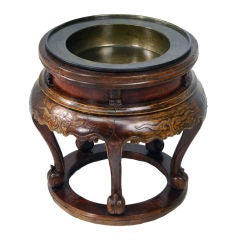 Antique Brazier with Etched Bronze Basin