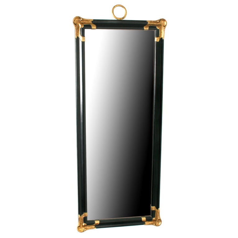 Carved Black and Gold Mirror For Sale at 1stDibs
