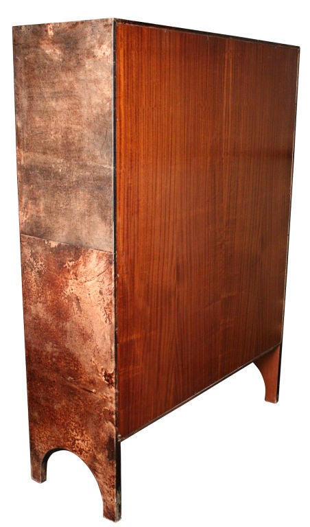 Lacquered Incredible Optical Painted  Parchment Bar Cabinet by Aldo Tura For Sale