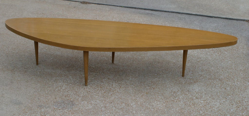 Harvey Probber Mid-Century biomorphic coffee table with tapered legs in the style of George Nakashima for Widdicomb Sundra. Price includes refinishing to specification (can be stained any color).