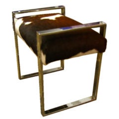 Milo Baughman chrome bench with cow hide upholstery