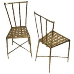Pair of Italian Brass faux bamboo side chairs