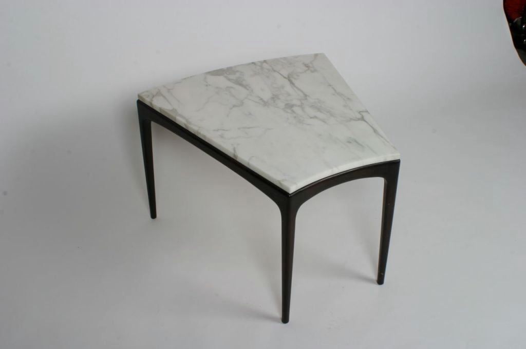 American 1950's Elegant marble top wedge shaped table