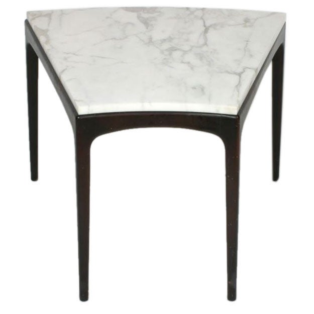 1950's Elegant marble top wedge shaped table