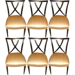 Set of 6 Paul Frankl Dining side chairs with x backs