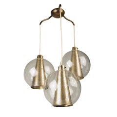 Midcentury Chandelier with textured glass globes