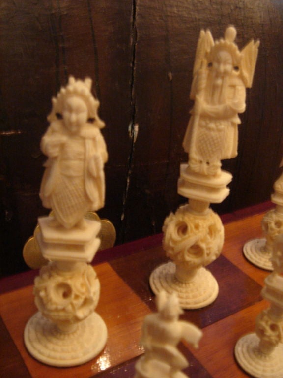 Mid-20th Century Ivory Chess Set