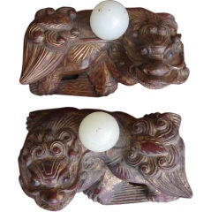 PAIR of FOO DOGS CANDLESTICKS