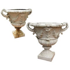 Pair of large 19th c Italian Glazed Urns