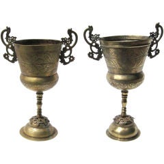 Antique Fine pair of large Spanish Colonial Chalices