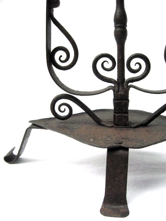 Fine 17th c. Spanish wrought iron Candlestick For Sale 1