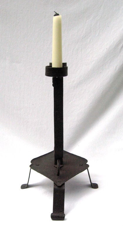 Fine 17th c. Spanish wrought iron Candlestick