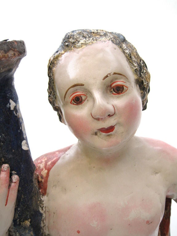 Good Pair of Mexican 18th c. Angel torcheres