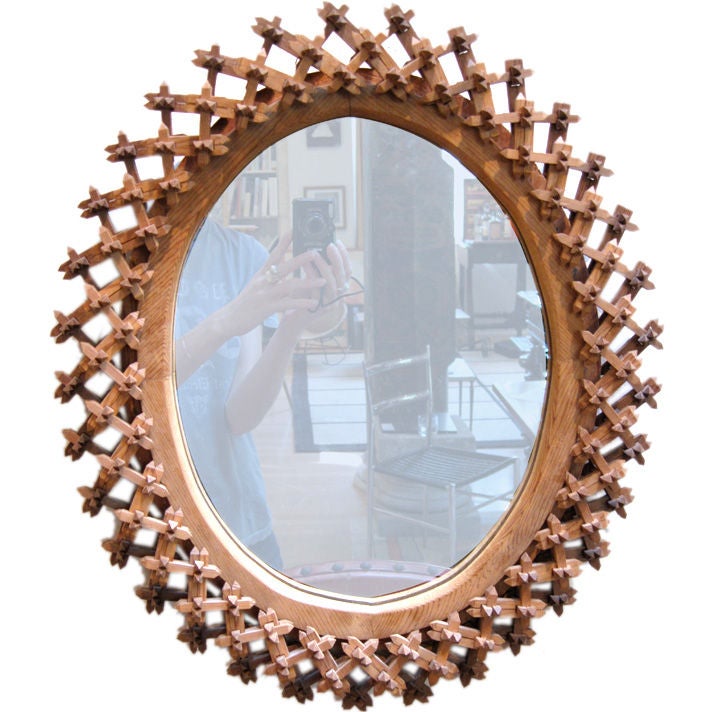 1930's Tramp Art "crown of thorns" mirror