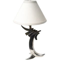 French Polished pewter 1950's lamp