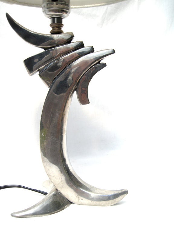 French Polished pewter 1950's lamp