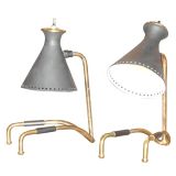 Classic PAIR Italian brass and perforated metal task lamps Classic PAIR Italian brass and perforated metal task lamps