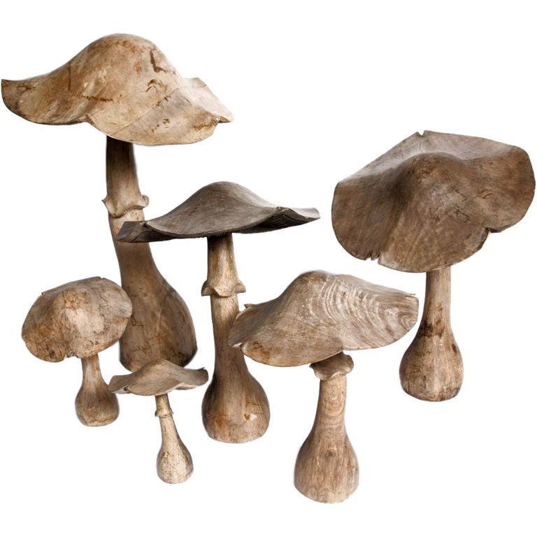 Vintage Giant wood Mushrooms
