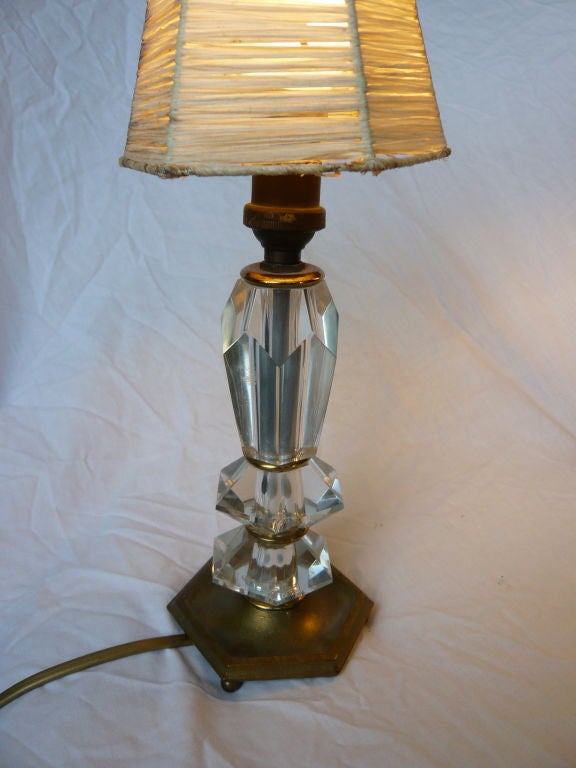 Pair of 40's BAGUES crystal and straw nightlights