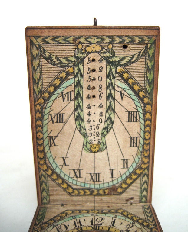 Walnut 18th c. French pocket sundial/compass