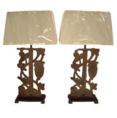 Pair Art Deco iron lamps