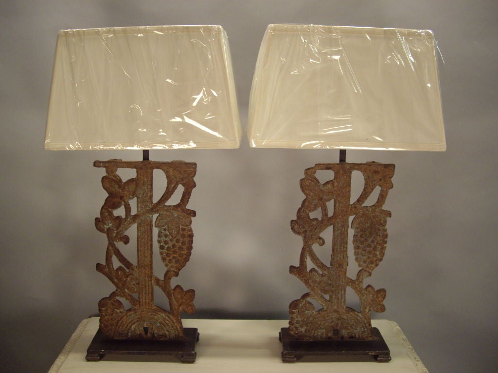 Pair Art Deco iron lamps