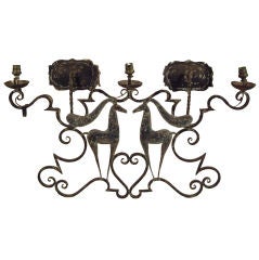 Art Deco iron and tole' sconce