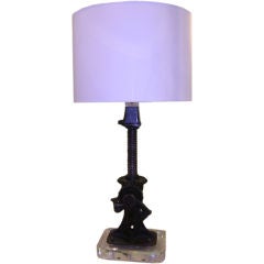 Interesting Table Lamp - Antique Car Jack with Lucite Base