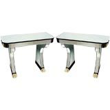 Pair of mirrored console tables in the manner of Serge Roche
