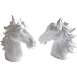 White Porcelain Horse Head Sculptures