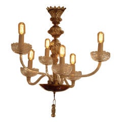 Vintage Eclectic Murano and Crystal 6 arm Chandelier