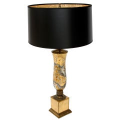 Retro Brass Table Lamp with Goldleaf and Cherubs