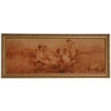 c.1890 Original French Sepia Painting on Board