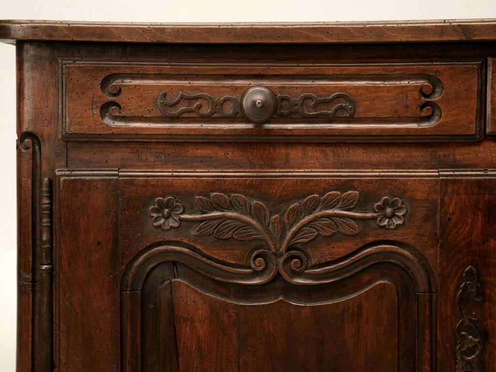 18th Century and Earlier Original 18th C. Antique French Louis XV Fruitwood Buffet