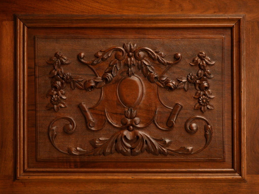 c.1880 French Hand-Carved Walnut Bed with Cherubs 1