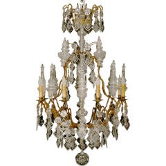 French Bronze and Crystal 8 Light Chandelier