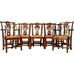 Set of Ten Handmade English Mahogany Chippendale Dining Chairs