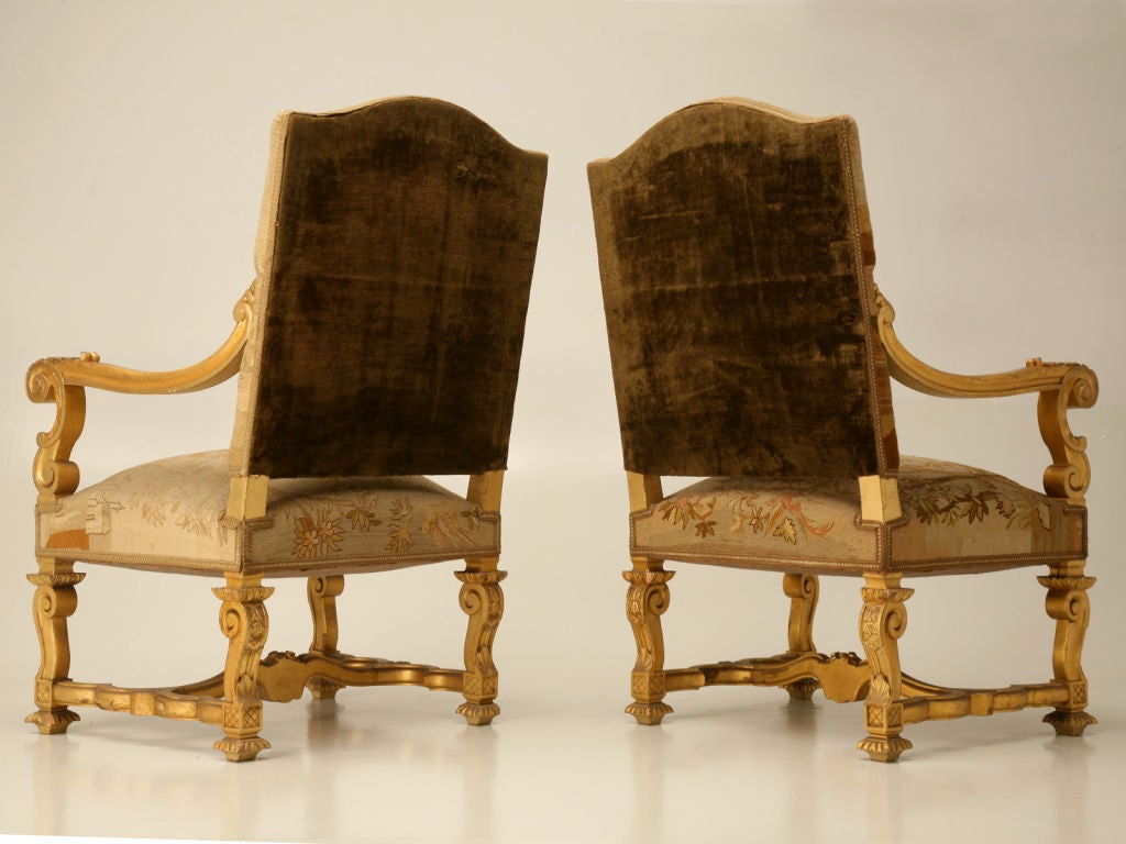c.1880 Original French Gilt Louis XIV Style Throne Chairs at 1stDibs