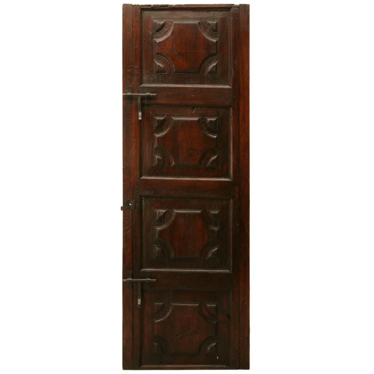 c.1820 Solid French Cherry 4 Panel Cellar or Pantry Door