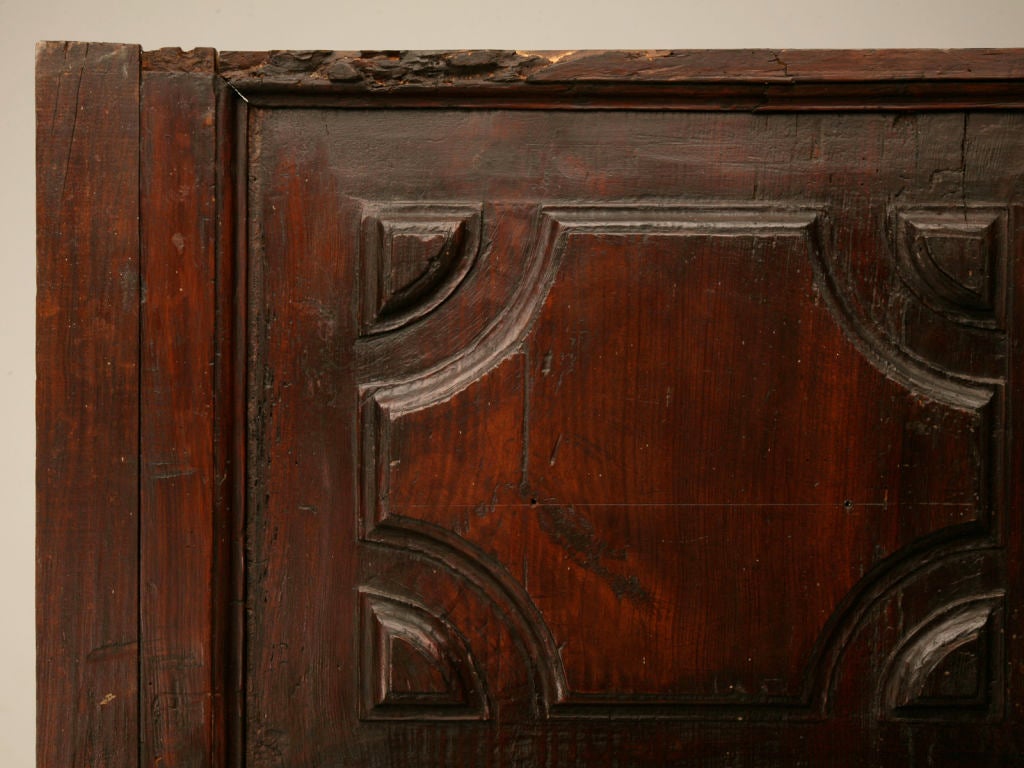 Wonderful antique French solid cherrywood 4 panel door. Would be great utilized as a pantry door in a new or existing home, or it would even make an awesome console or coffee table. A great door, let your imagination run wild. <br />
**Please note