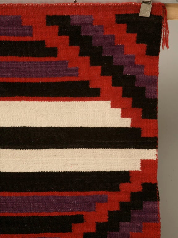 Dynamite American Indian third phase chiefs blanket or rug. Using natural dyes to transform wool into exotic colors,  chiefs blankets were used to differentiate one leader from that of a different tribe. The colors of this particular blanket are