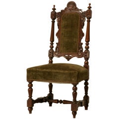 c.1900 French Hand-Carved Oak Desk Chair
