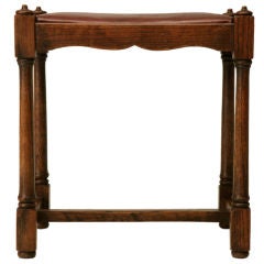 c.1920 English Oak and Leather Stool
