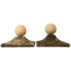 c.1890 Pair of English Stone Post Caps