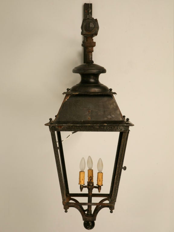 c.1930 French Iron Lantern on Bracket 1 of 3 available