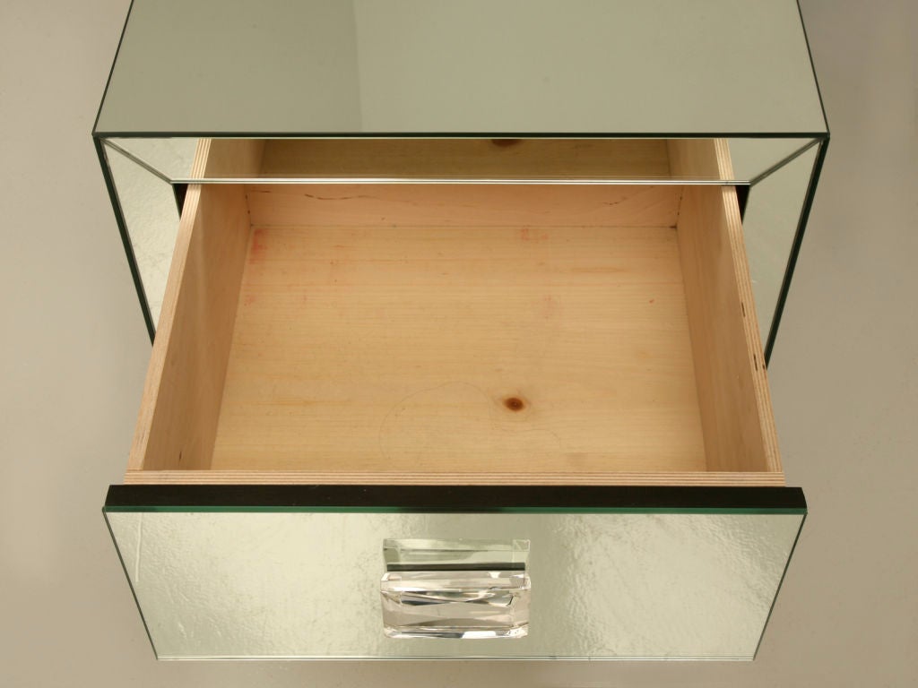 Mirrored Commode/Nightstand with Crystal Knobs For Sale at 1stdibs