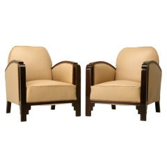 c.1930 Outrageous Pair of Art Deco Leather Club Chairs